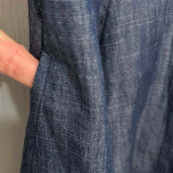 eShakti Custom Chambray Dress Womens A-Line Pockets Milkmaid Sleeveless Blue - Picture 6 of 8